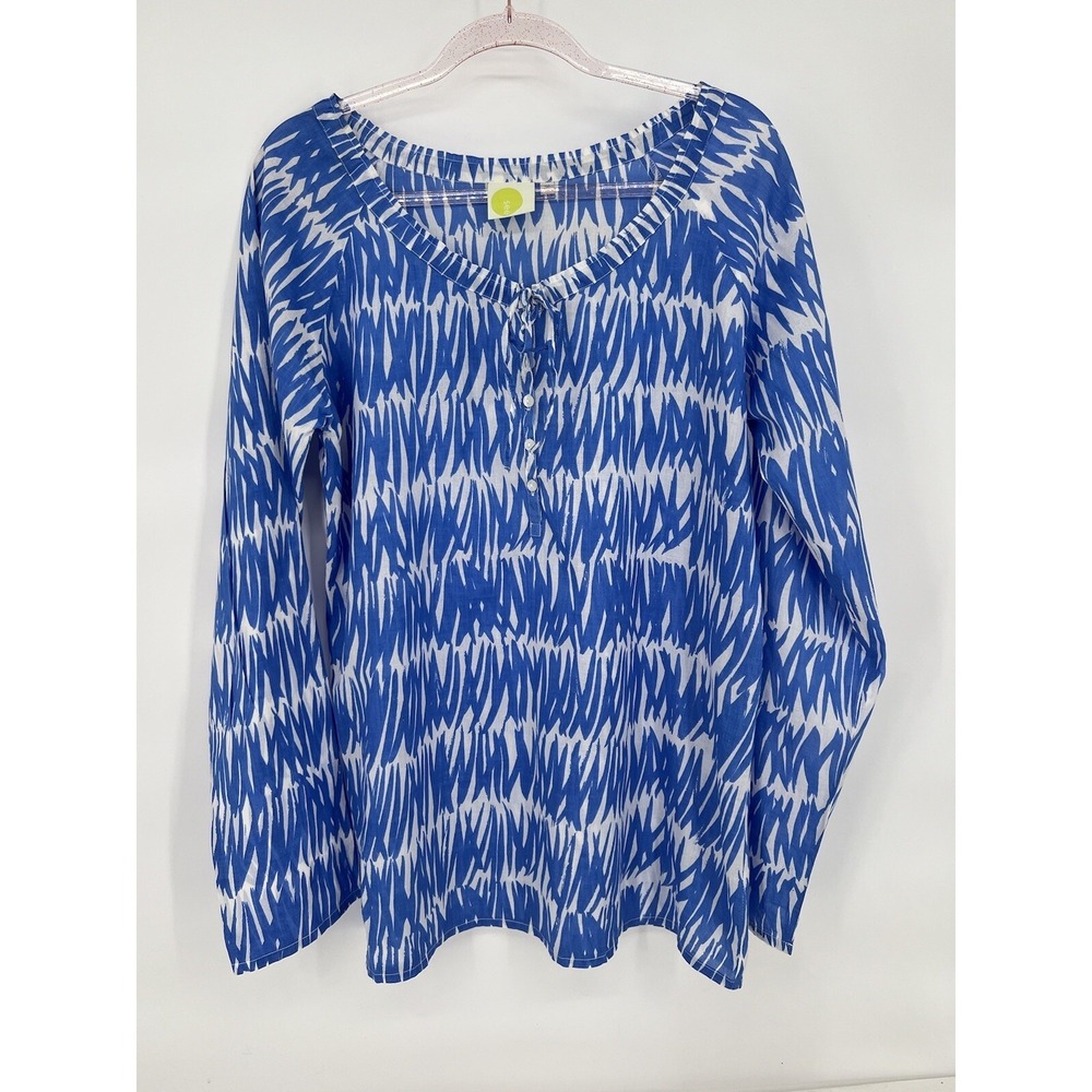 See Blue Cover Up Womens Sz Medium Pullover 100% Cotton
